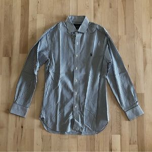 Polo Ralph Lauren blue and white stripe long sleeve button up top slim fit